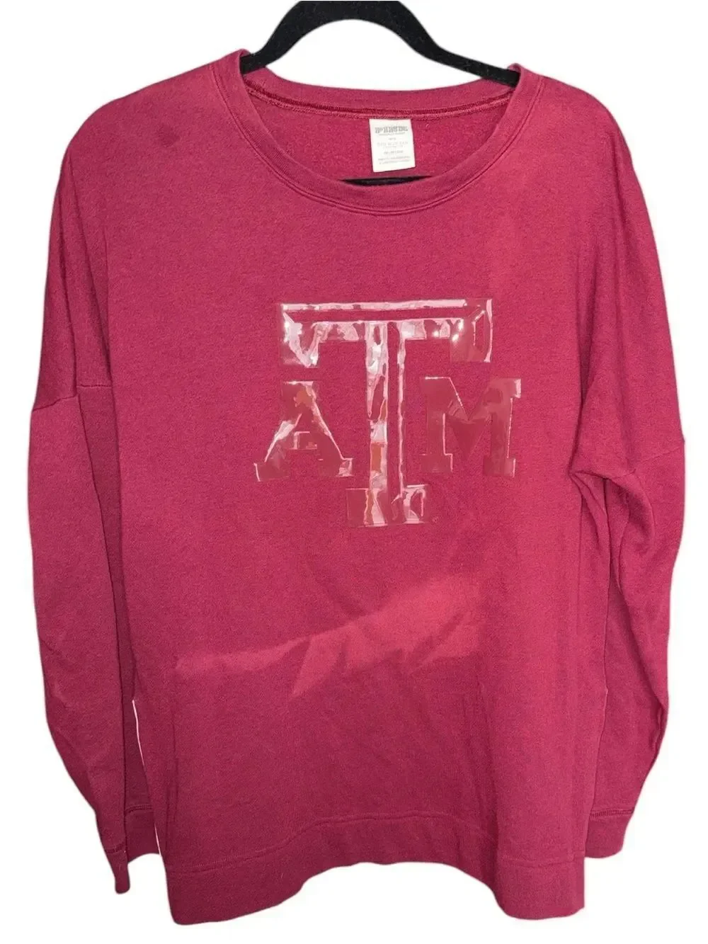 PINK Victoria's Secret ATM Burgundy Crewneck Sweatshirt Slid Slits Zipper